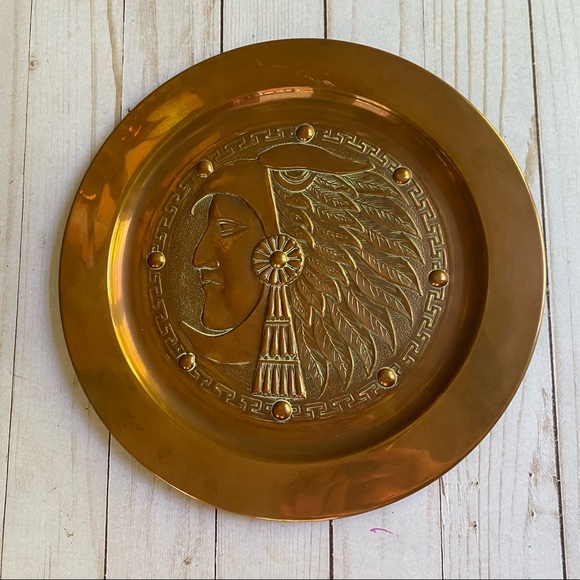 Vintage Copper Native American plate